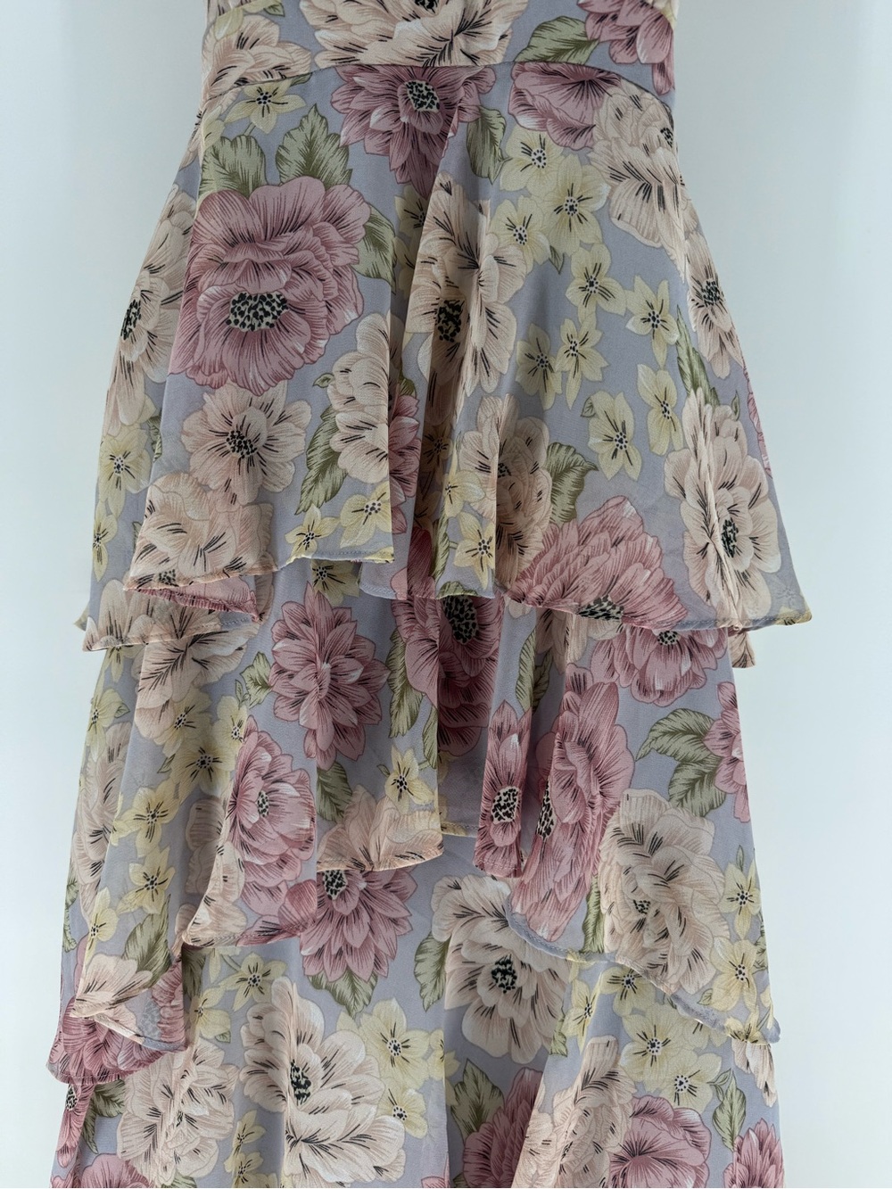 ASTR the Label Rosana Floral Tiered Ruffle Maxi Dress backless plunge - SizeXs - Picture 6 of 11